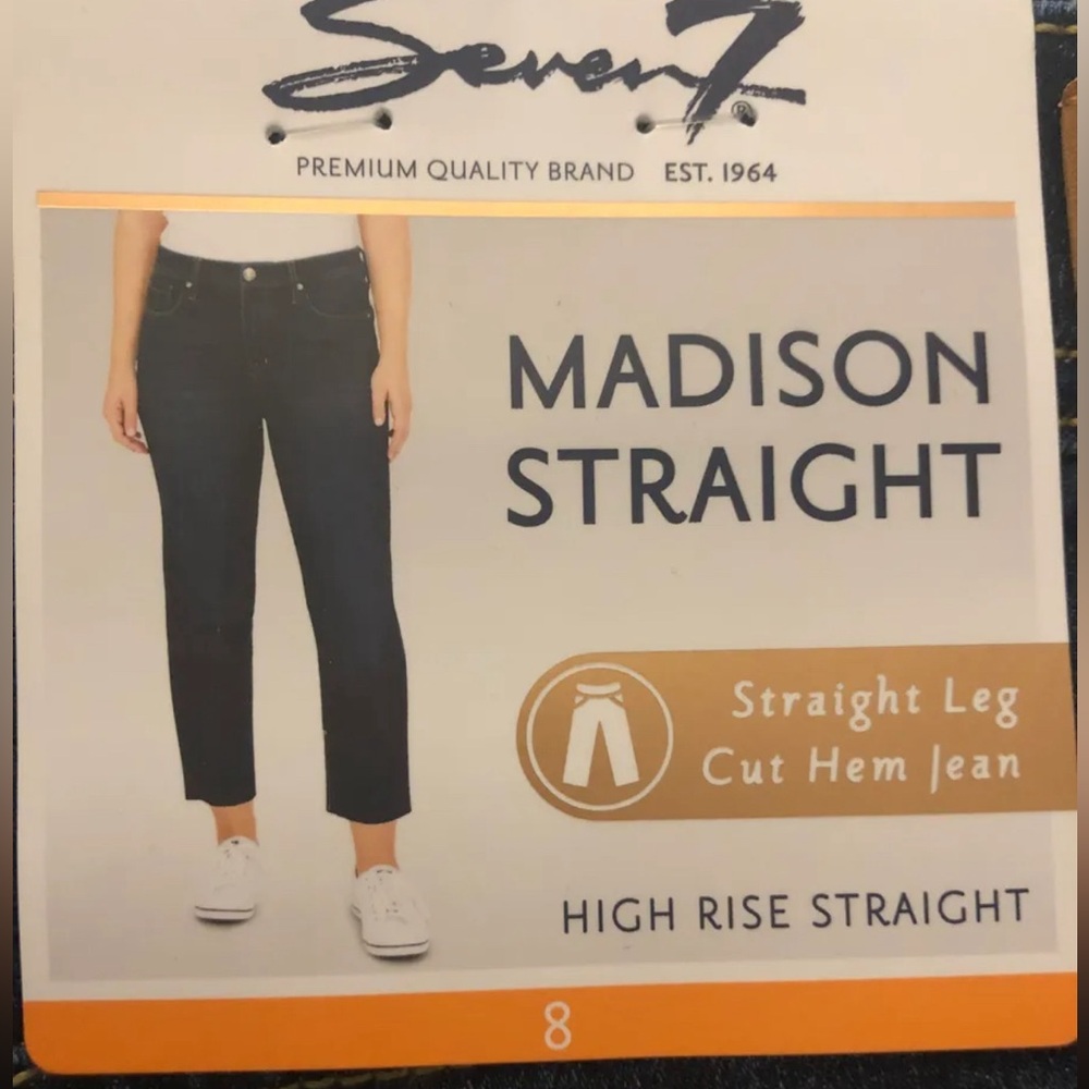 Seven Seven7 Jeans Madison High
Rise Straight Leg Cut Hem Jean
Sz 8 In Jackson